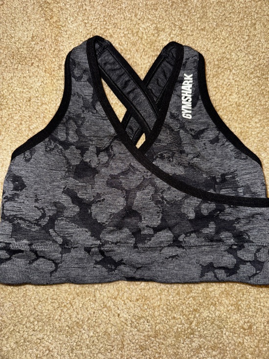 Gymshark Other - Gymshark Gray Black Camo Cross Back Sports Bra Strappy Workout Top